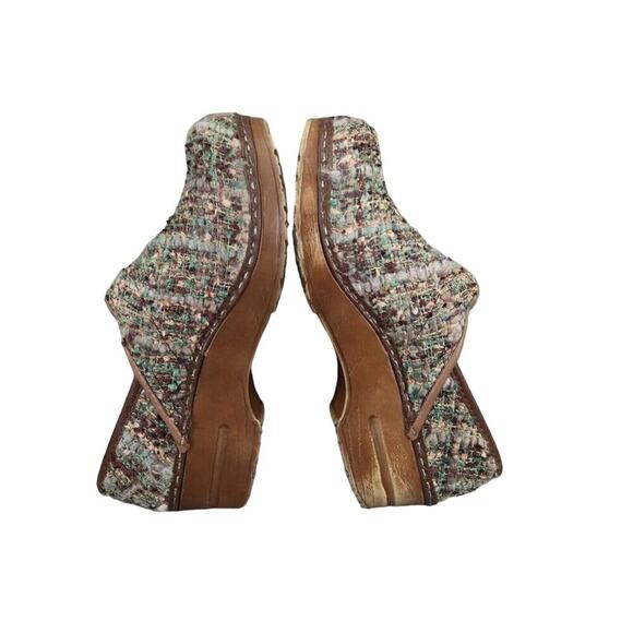 Sanita Shoes Womens 37 Clog Slip On Danish Woven Textile Brown Teal Comfort Walk - Picture 11 of 16